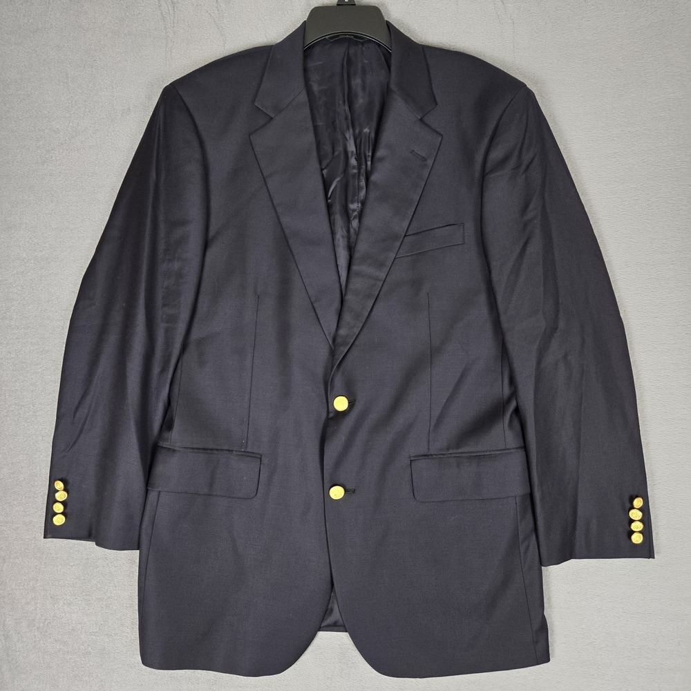 Brooks Brothers Blazer Mens 44R Navy Super 120s Loro Piana Wool USA Gold Buttons